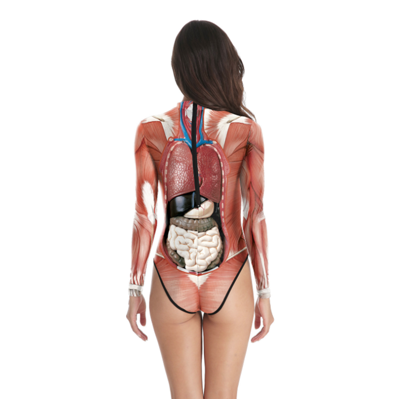 Halloween 3D Party Muscle kombinezon z nadrukiem elastyczna anatomia człowieka Body Body przebranie na karnawał Catsuit