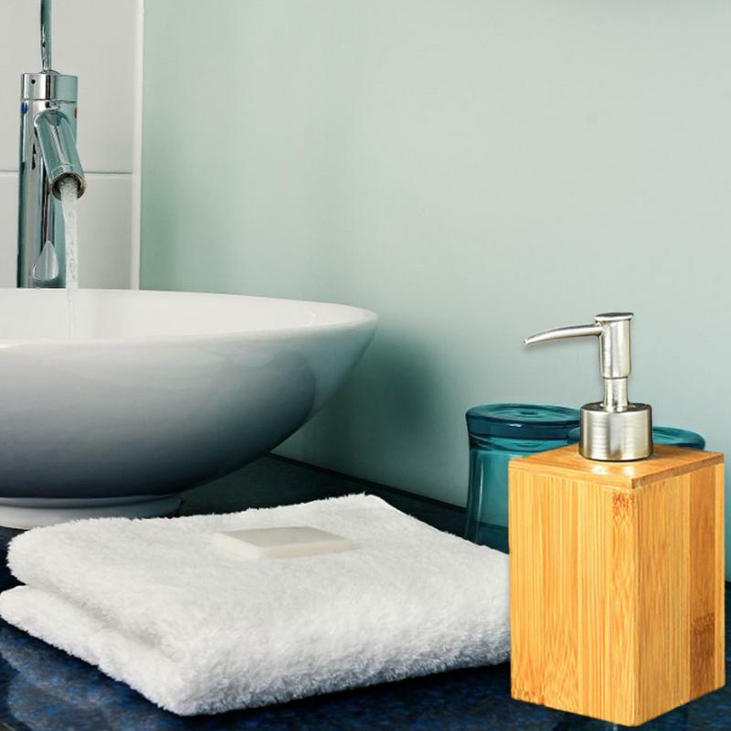 Dispenser di sapone in legno Dispenser di sapone da appoggio per bagno riutilizzabili Dispenser di sapone in bambù durevole accessori per il bagno