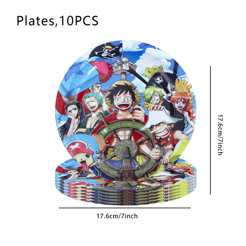 One Pieces Birthday Party Decoration Luffy Zoro Paper Tableware Tablecloth Cup Plate Balloon Baby Shower Boys Party Supplies Set