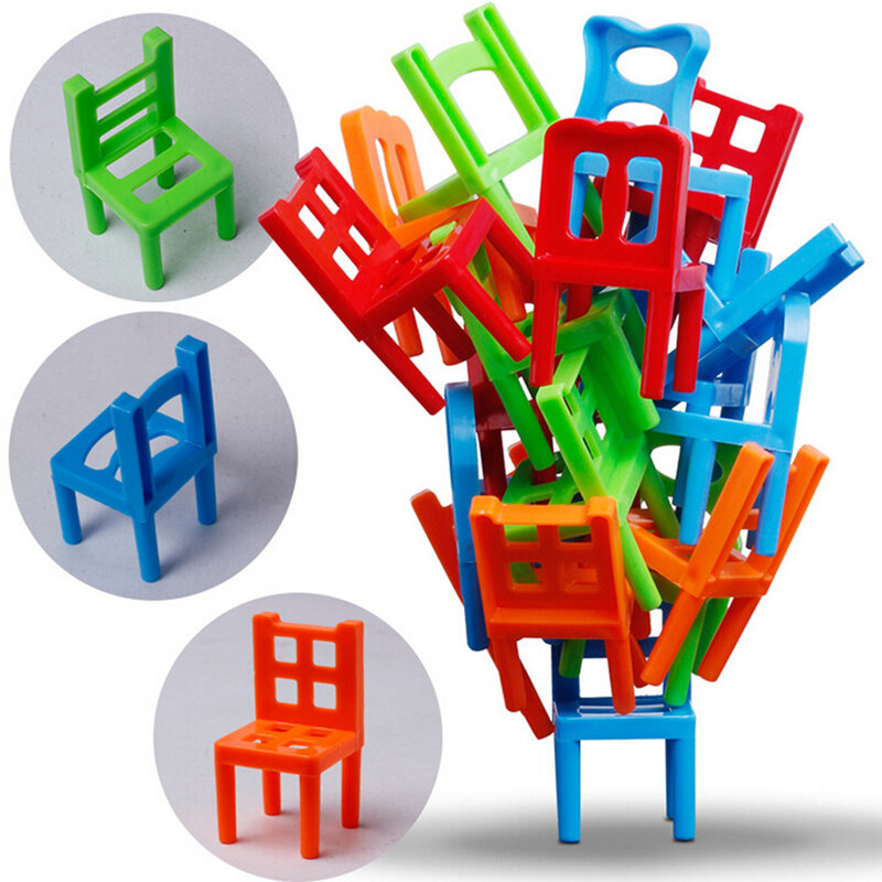 가족 보드 게임 어린이 교육 장난감 밸런스 쌓기 의자 의자, 사무실 게임, 1 세트, 18 개