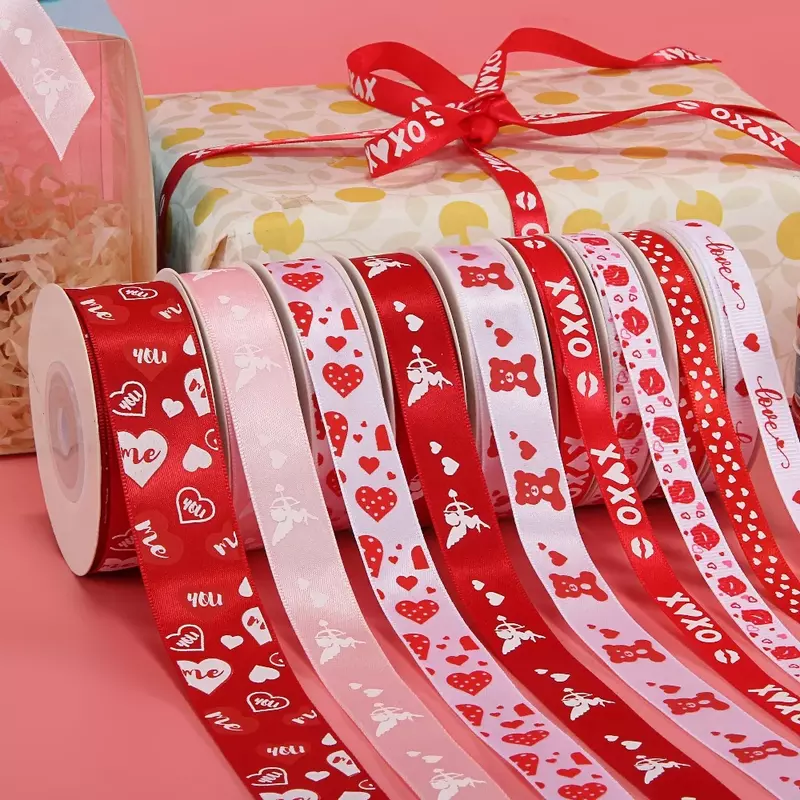 Лента ко Дню Святого Валентина, свадебные цветы Tanabata, упаковка в подарочную коробку, лента с принтом любви, украшение для духов, лента,