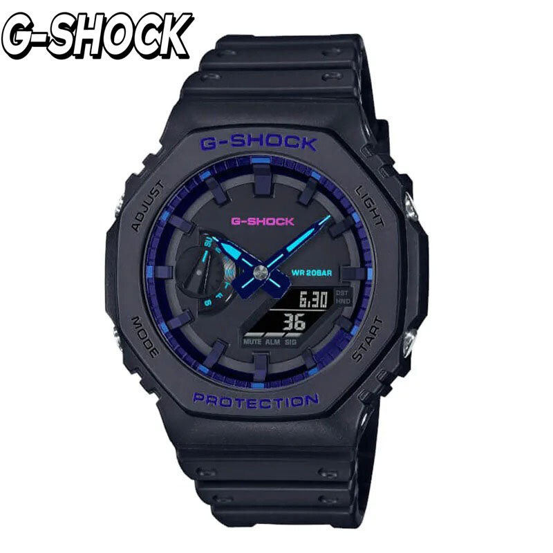 G-SHOCK-Relógio de quartzo multifunções masculino, esportes ao ar livre, mostrador LED à prova de choque, display duplo, moda casual, novo, GA-2100