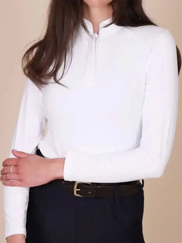 Beliebtes Design Reit hemden weiße Frau Kleidung Rennshow Sport Top Lady Wettbewerb Show Reit hemd für Reiter