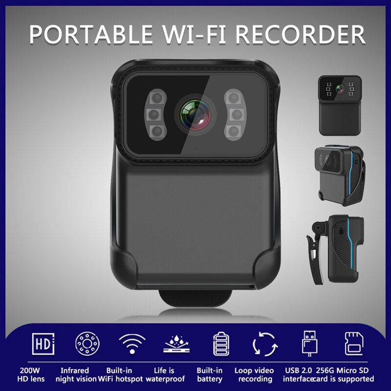 Wearable police on-site law enforcement recorder CCTV mini camera high-definition conference DV with built-in battery 1080P