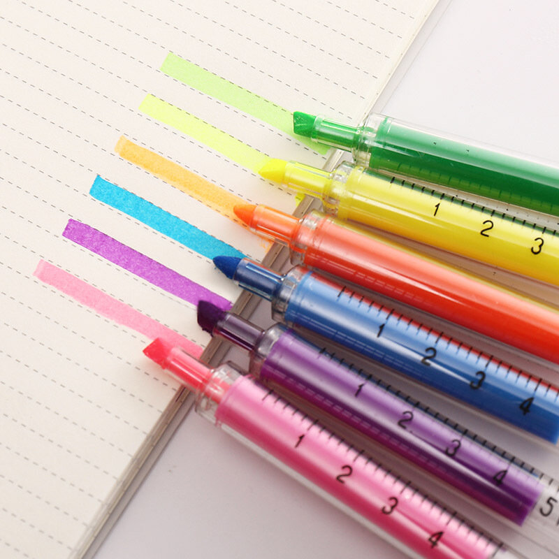 蛍光シミュレーションシリンジ水彩ペン、素敵なカワイイ蛍光ペン、マーカーペン、文房具学用品、60個