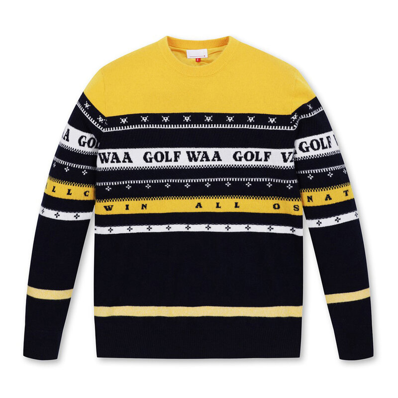 Camisola de malha quente masculina, tendência selecionada para golfe ao ar livre, versátil e luxuoso, novo estilo