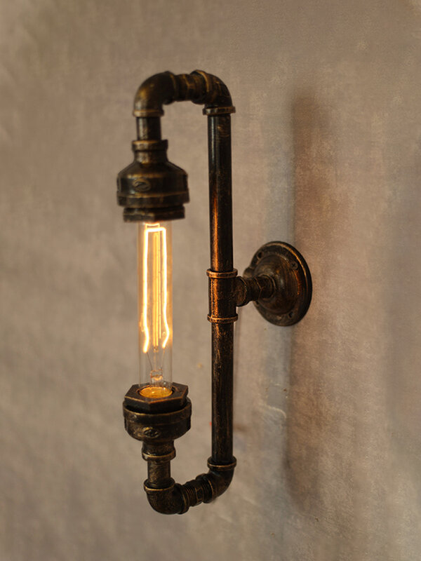 Lámpara de pared de tubería de agua retro de estilo Industrial para loft, barra de pasillo creativa, estilo americano