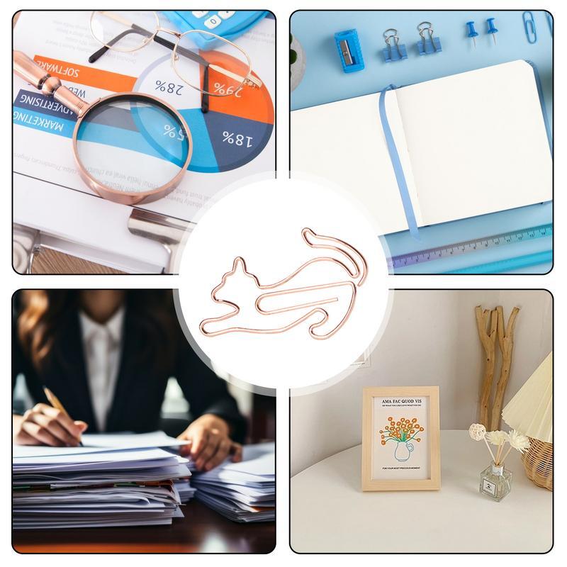 Clips de papel creativos de animales dorados, Clip de papel en caja, chapado de Metal decorativo, suministros de oficina para estudiantes, regalo