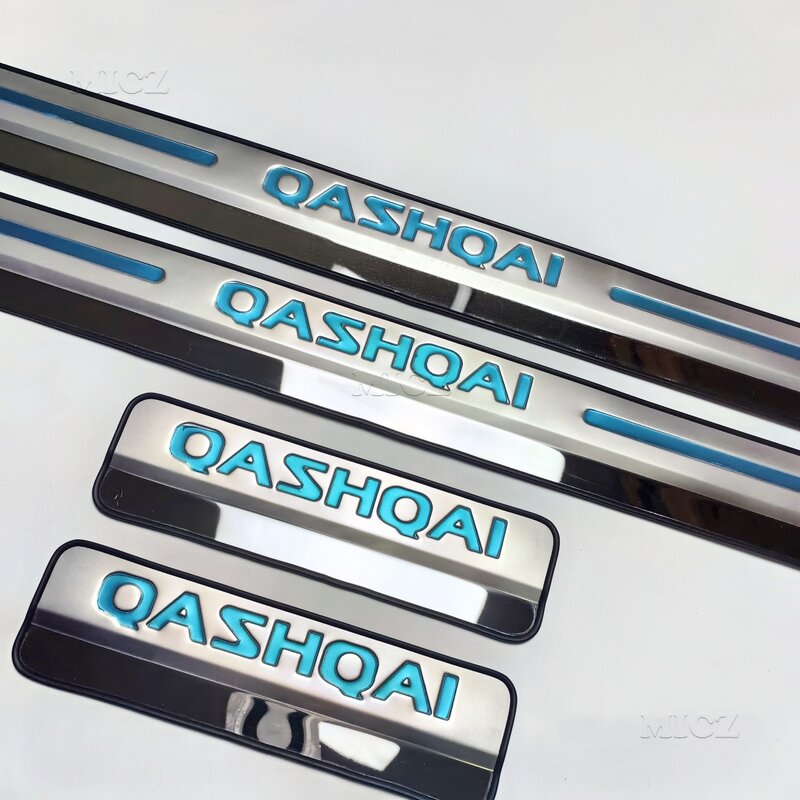 Untuk Nissan Qashqai J10 J11 2007-2013 2014-2019 Pelat Ambang Pintu Scuff Pedal Pintu Baja Tahan Karat Stiker Gaya Mobil