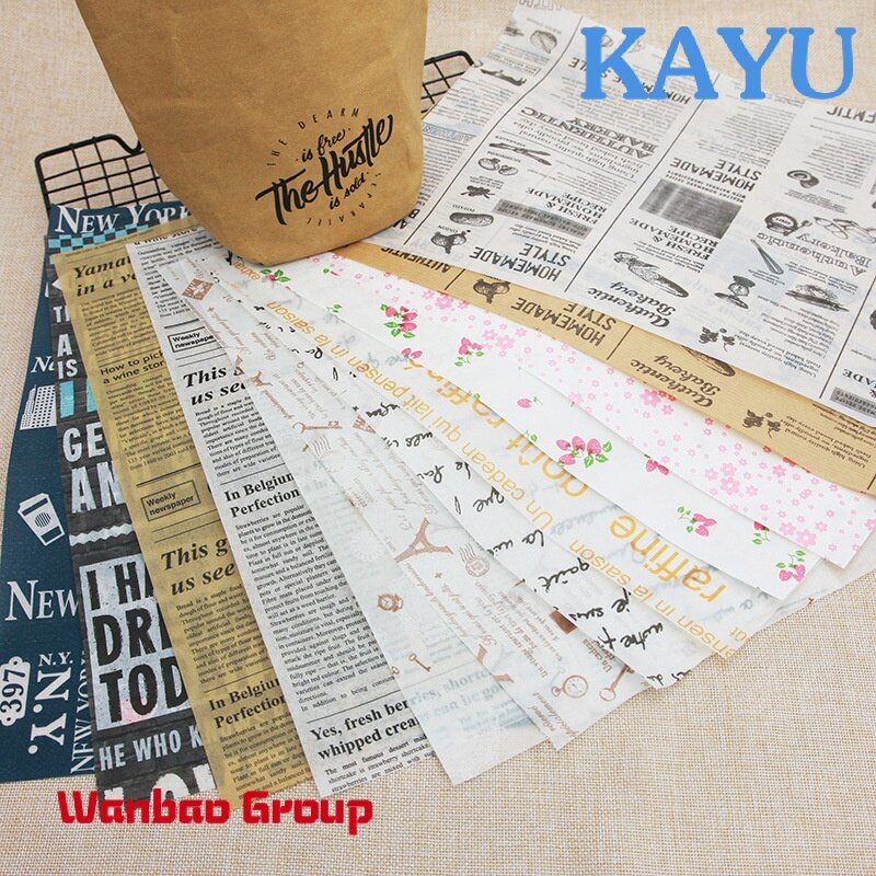 Custom  Food wrapping use greaseproof printed baking paper for fast restaurant