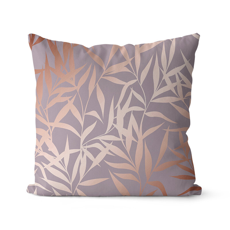 Light Purple Style Variety Leaf Pattern Printed Soft Square Pillowslip Polyester Cushion Cover Pillowcase Living Room Home Decor