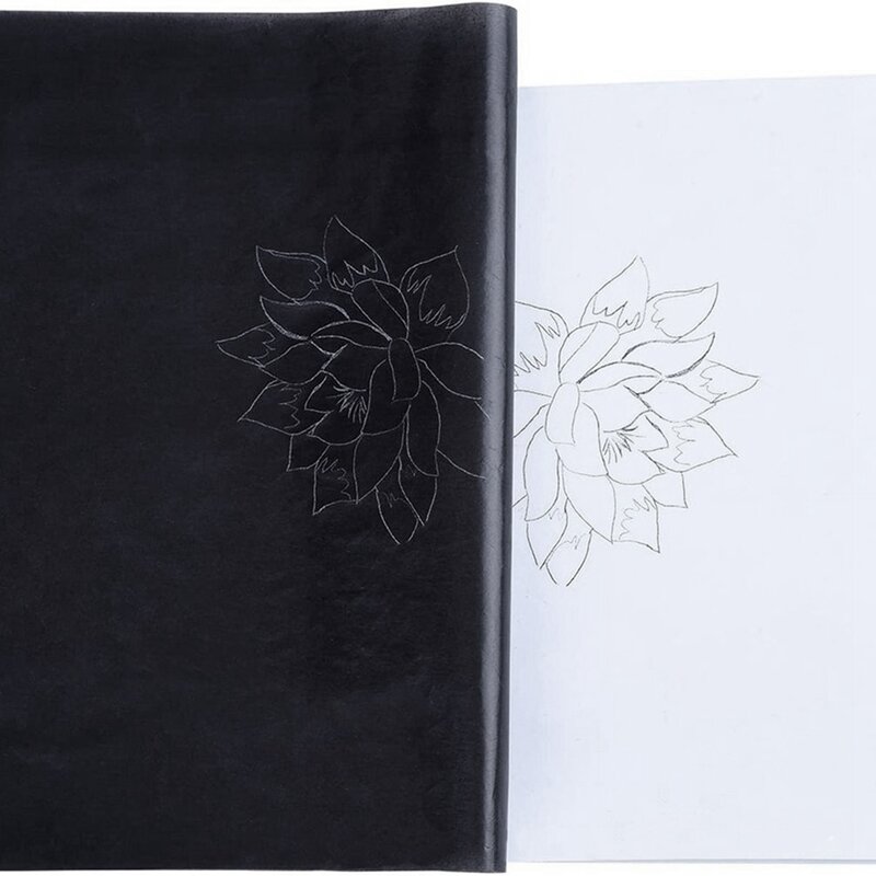 กระดาษคาร์บอนสีดำขนาด11.5x8.3นิ้วกระดาษคาร์บอนกราไฟท์ kertas kalkir A4พร้อมสไตลัสลายนูนสีดำ