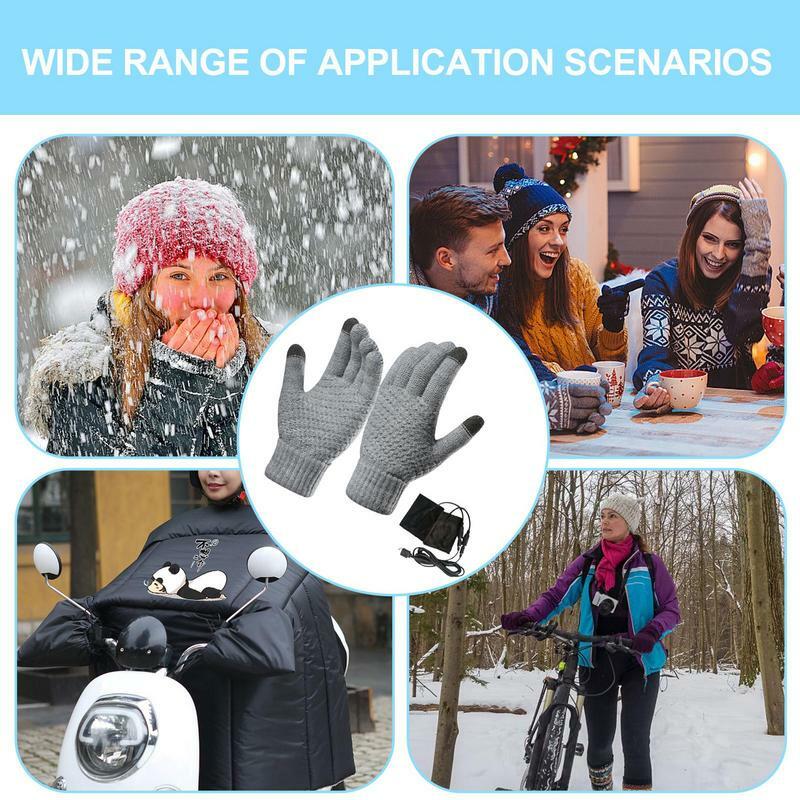 Podgrzewane rękawiczki na USB aksamitne podgrzewane rękawiczki z ekranem dotykowym USB zimowe dłonie ciepłe rękawiczki dla mężczyzn kobiet kobiet