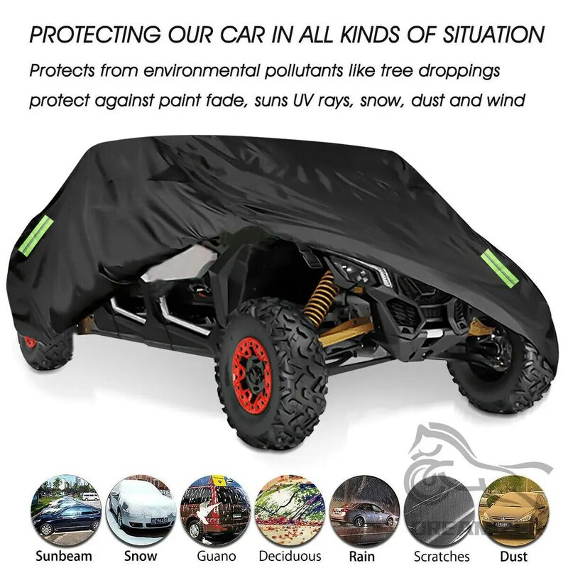 UTV 210D Oxford Cloth Protect Utility Vehicle Storage Cover from Rain Dirt Rays-Reflective For Can-Am for Kawasaki 4-Seats