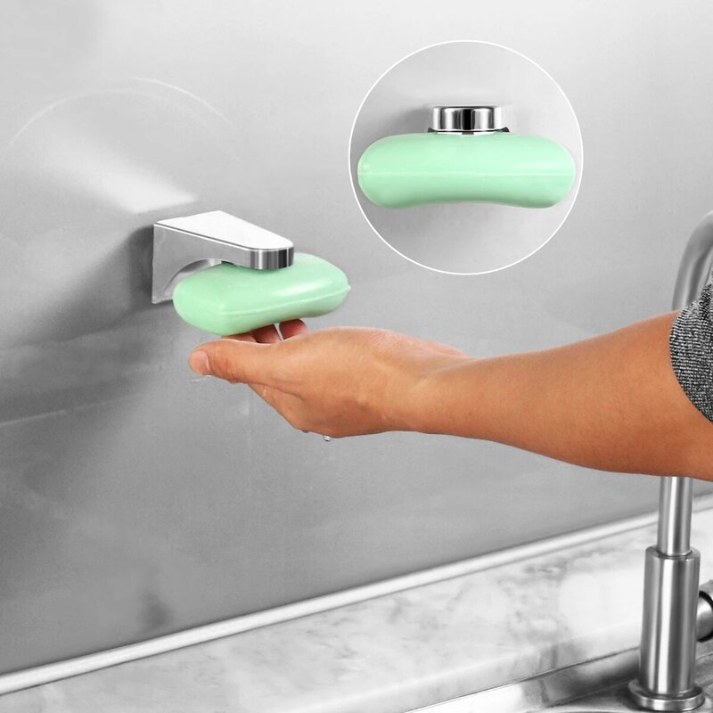 Bathroom Magnetic Soap Holder Container Dispenser Wall Attachment Soap Dish Soap Saver Dish Storage Holder Bathroom Accersories