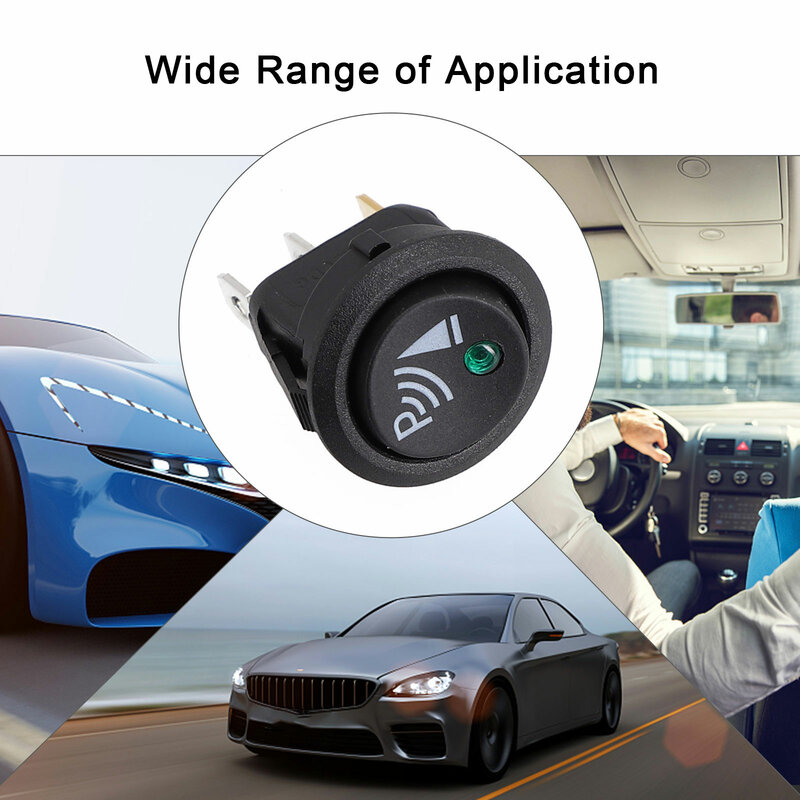 Car 3 Pin Rocker/Parking Off Switch Front Rear Walking Sensor Interior Accessory 12V 20Amp Round Reversing Sensor Switch