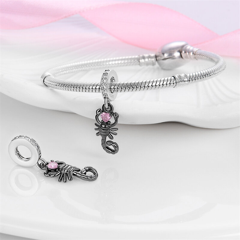 Pulsera y brazalete Pandora Original para mujer, dijes de escorpión de Plata de Ley 925, cuentas DIY, joyería de moda