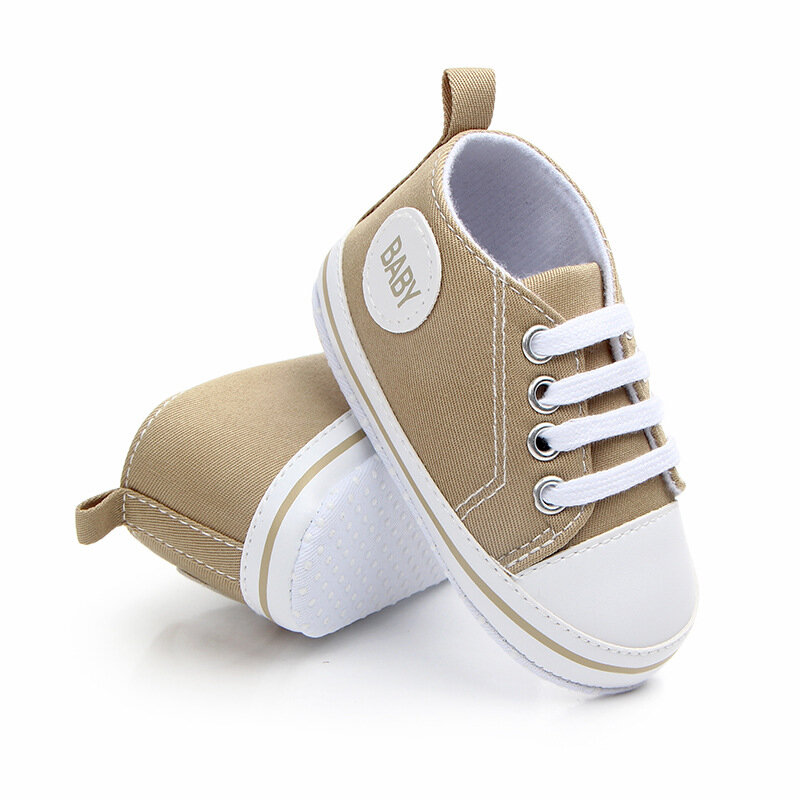 Zapatillas deportivas clásicas de lona para bebé, zapatos antideslizantes con estampado de letras para primeros pasos