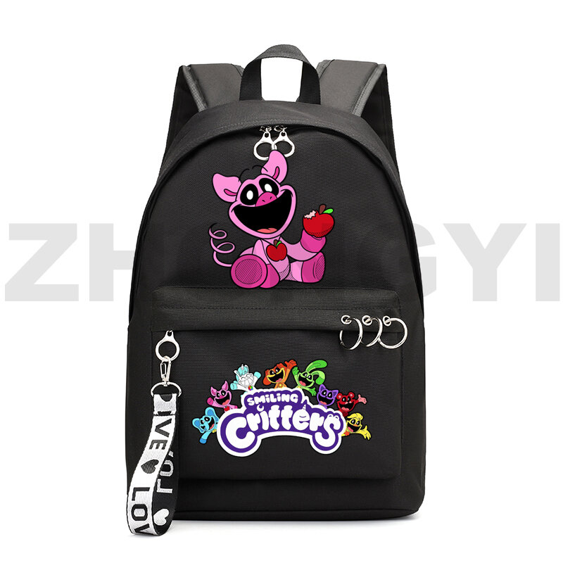 Teens Girls Smiling Critters Cute Backpack Zipper Elementary Primary School Bag Harajuku Anime Bags for Women Computer Bookbag