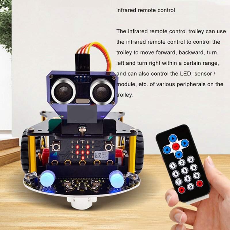 Samochód Robot Mini Smart Microbit V2 dla Micro:Bit samochód Robot zestaw graficzne zabawki elektroniczne DIY (bez baterii)