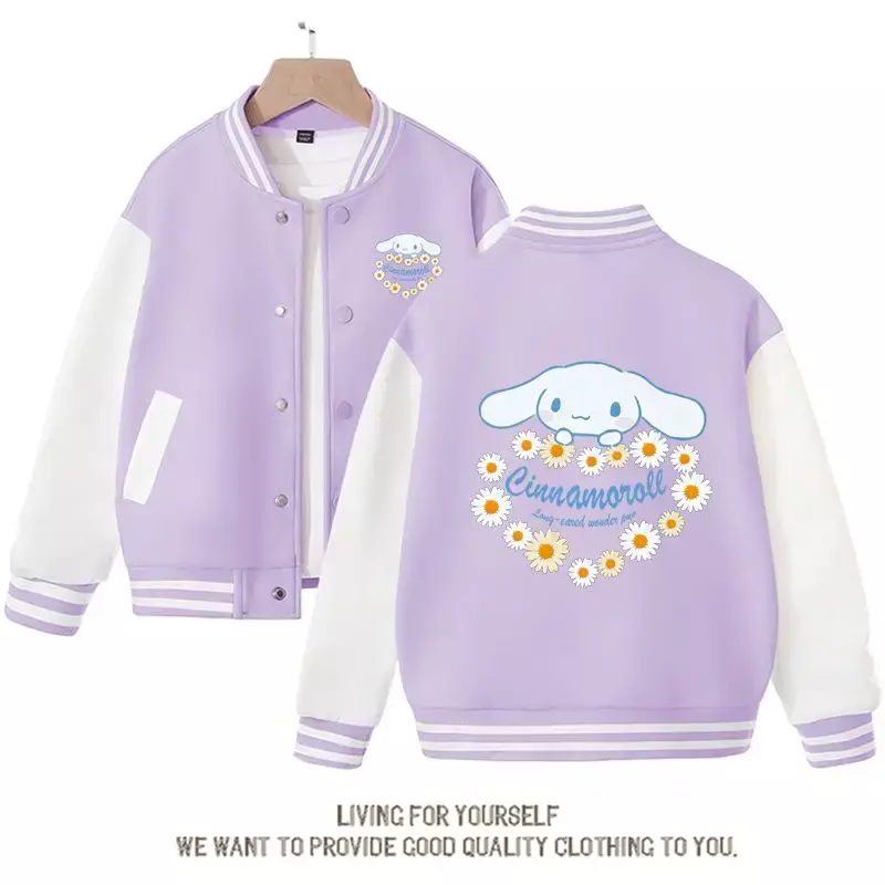 Sanrio Outerwear Kawaii Coat for Girls Cute Cartoon Women's Coat New in Outerwears Cinnamoroll Spring and Autumn New Children's