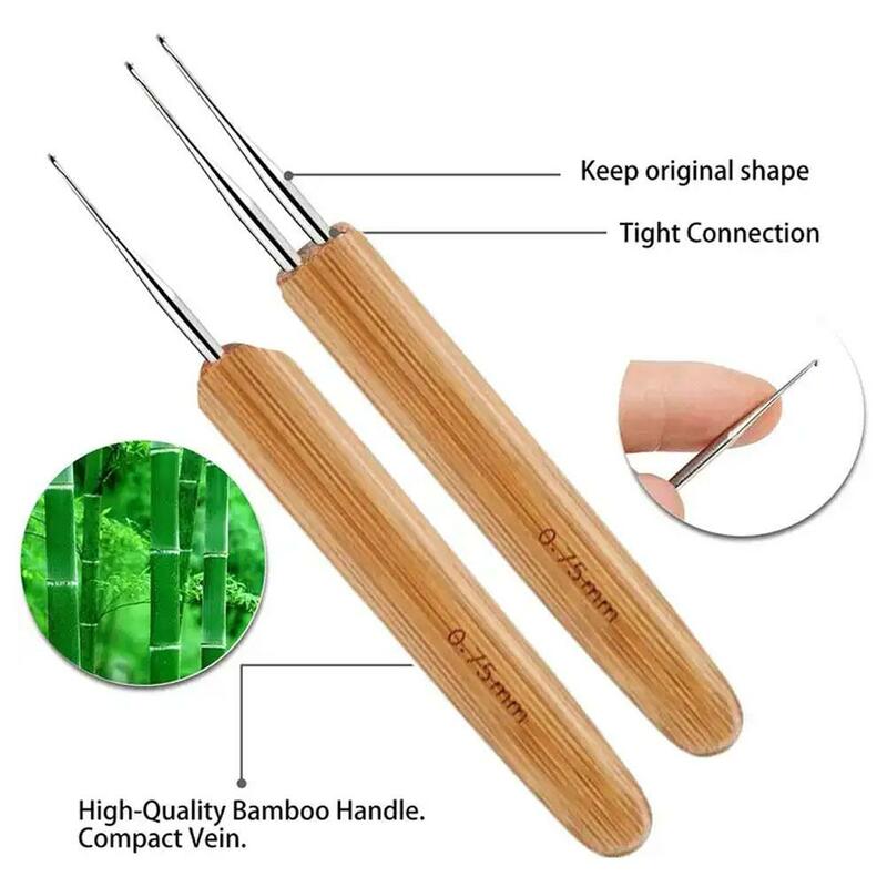 Drewniane szydełkowe dredy warkocz z piórem peruka szydełka haczyk szydełka nawlekacz włosów przedłużanie narzędzi O3K4