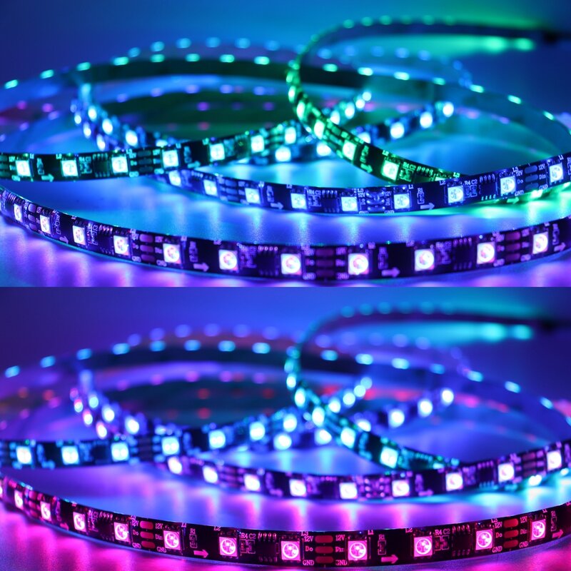 Fita LED RGB endereçável individualmente, WS2812B, WS2811, WS2813, WS2815, Pixel Smart 5050, WS2812, 30, 60, 144LEDs por m, DC 5V, 12V
