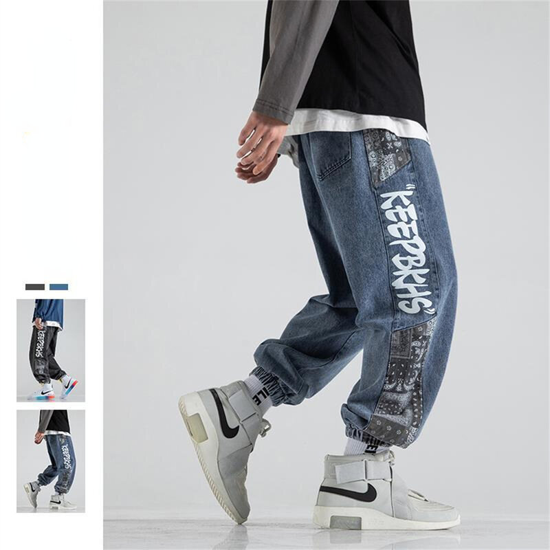2022 novo streetwear hip hop calças de carga calças jeans harun elástico no outono e primavera roupas masculinas Calças basculador homens
