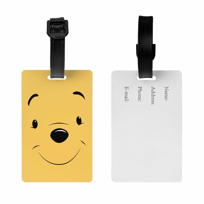 Personalizado Winnie The Pooh Etiquetas Bagagem, Desenhos animados Etiquetas Bagagem Urso, Tampa de Privacidade, Nome ID Card