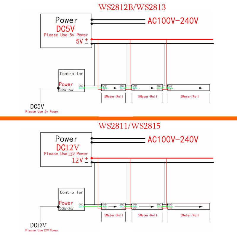 WS2812B WS2811 WS2815 WS2813 умная Пиксельная RGB Светодиодная лента WS2812 индивидуально Адресуемая ИС 30/60/144 светодиодов/м лента стандарта 5 в постоянного тока/12 В постоянного тока
