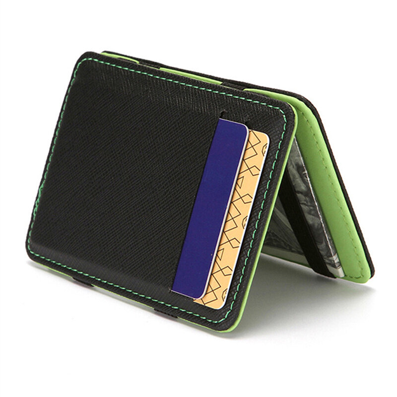 Mini portefeuille mince en cuir PU pour hommes, porte-cartes de crédit, portefeuilles magiques, affaires