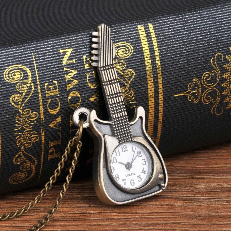 Zegarek z łańcuszkiem klucz z brązu, zegarek gitarowy, ViolWatch, prezent