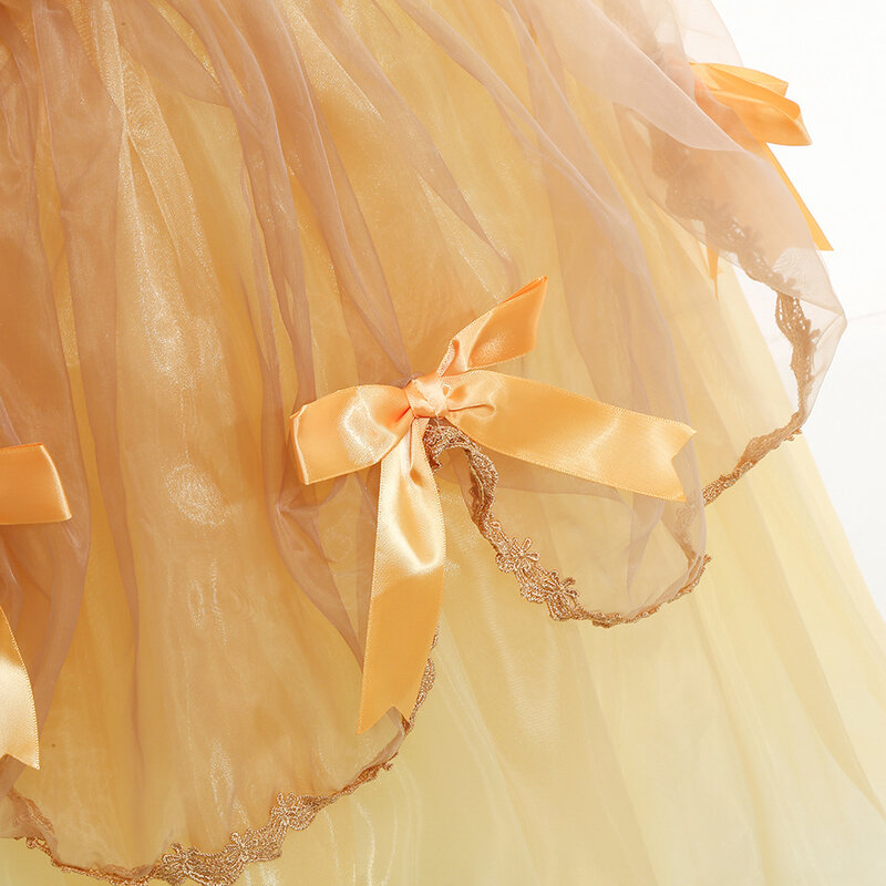 Belle Prinzessin Kinder kleid Mädchen ärmelloses gelbes Kleid Halloween flauschiges Kleid Schönheit und Biest Mädchen Herbst kleid neu