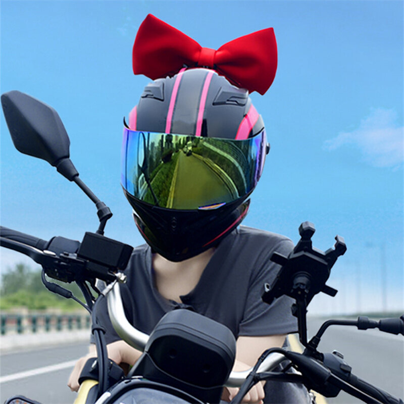 Gravata borboleta para capacete da motocicleta acessórios colar tipo decorações bicicleta elétrica moda bowknot