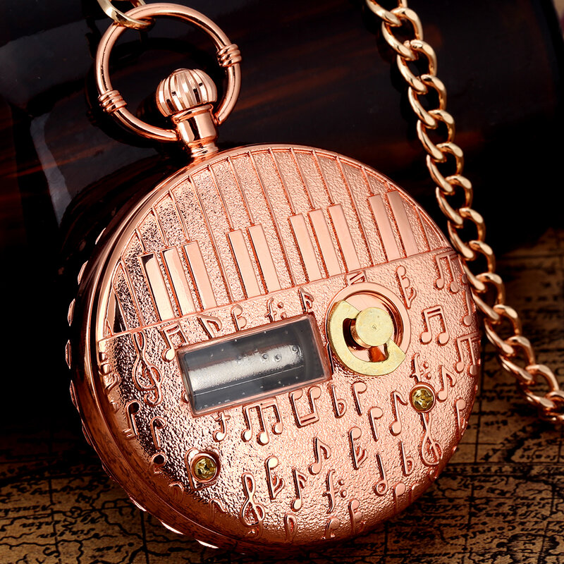 Orologio da tasca al quarzo di lusso con musica Melody artigianale di alta qualità Steampunk Deathly Hallows Clock con catena tascabile con fibbia a fetta