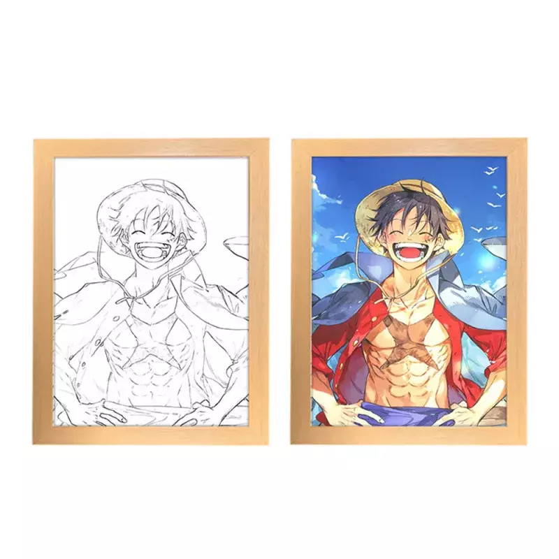 Anime Personagem Luffy Zoro Night Light, Moldura Criativa, Decoração de Cabeceira, Pintura Brinquedo, Presente de Natal, 1 peça