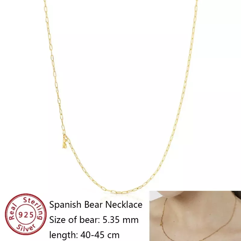 Personalized 2024 New S925 Sterling Silver Spanish Bear Necklace Fashion Gift For Friends