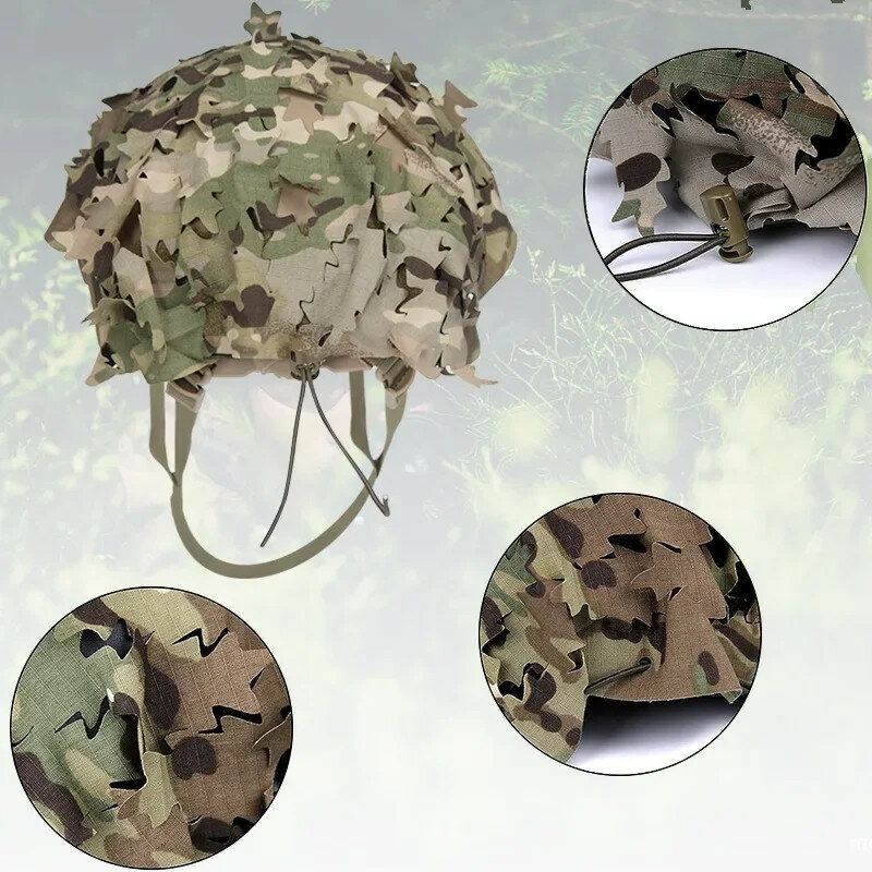 3D Camo Net Airsoft Helm abdeckung Scrim High Cut Nylon Kordel zug Helm Scrim taktische Paintball Fallschirm jäger Jagd zubehör