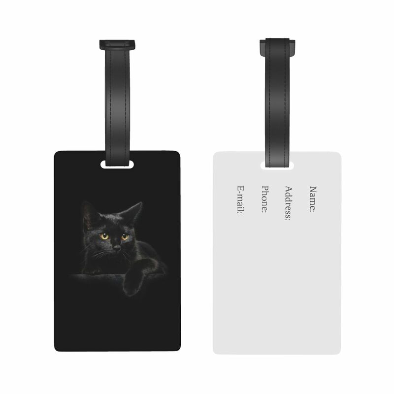 Black Cat Luggage Tags Suitcase Accessories Travel Animal Fashion Baggage Boarding Tag Portable Label Holder ID Name Address