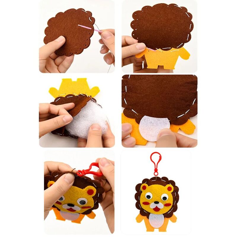 Montessori Toy Baby DIY Animal Pendants Handicrafts Cartoon Animal Arts Crafts Charms Non-woven Keychain Material Package