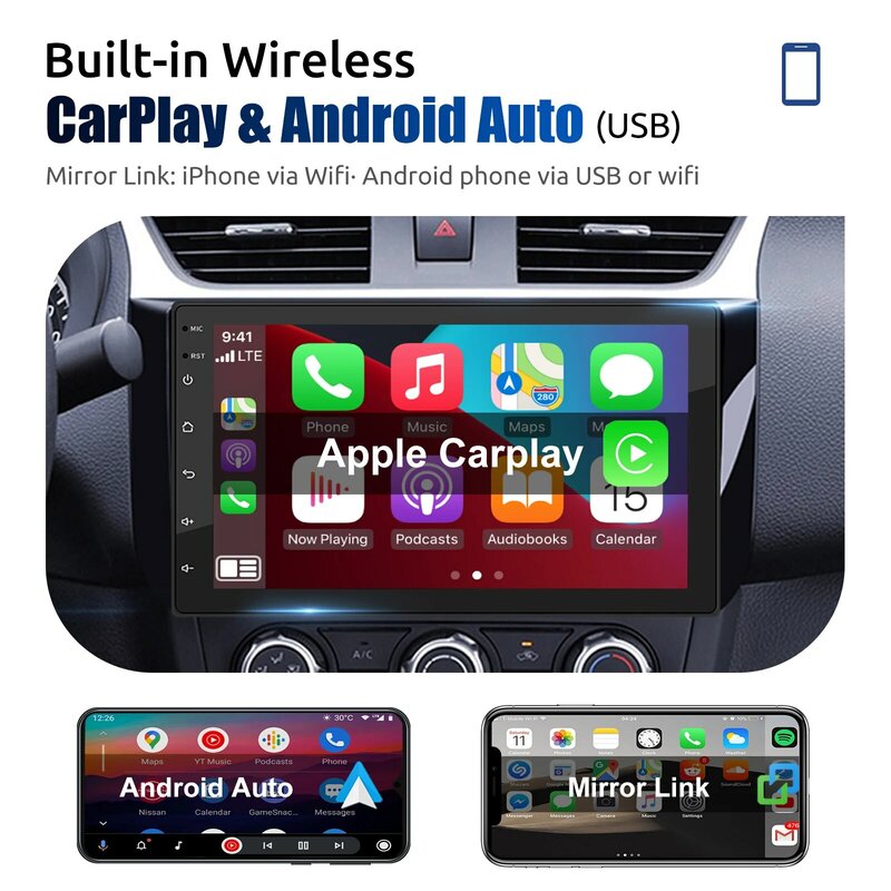 ESSGOO-Autoradio Carplay Android, 4G, 64G, 7 ", 9", 10 ", GPS, FM, WiFi, Limitation, Lecteur vidéo, 2 Din, Nissan, Kia, Honda, VW, Hyundai T