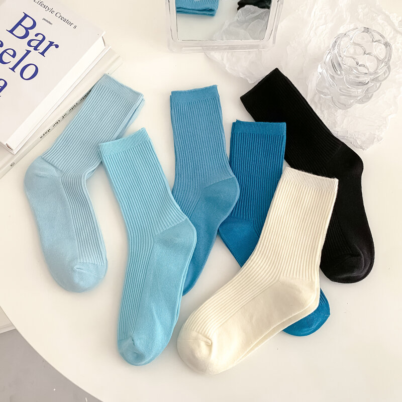 Blue Socks Soild Color Women Ankle Socks  Harajuku Accessories Ladies Ankle Socks