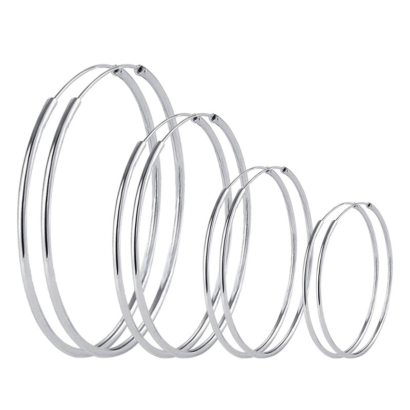 3/4/5/6CM Round Hoop Earrings  925 Sterling Silver For Women Party Luxury Jewelry Accessories 2024 Trend Argent 925 Jewellery