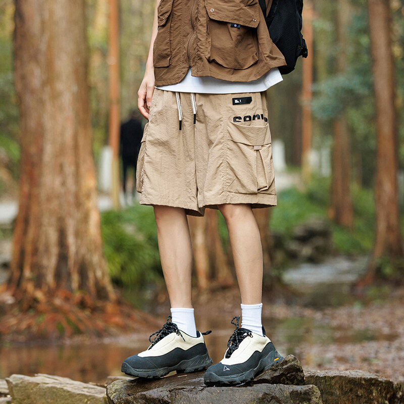 2024 neue Sommer Herren Shorts American Streetwear Multi-Taschen atmungsaktive Nylon Solid Cargo Shorts Männer lässig baggy kurze Hosen