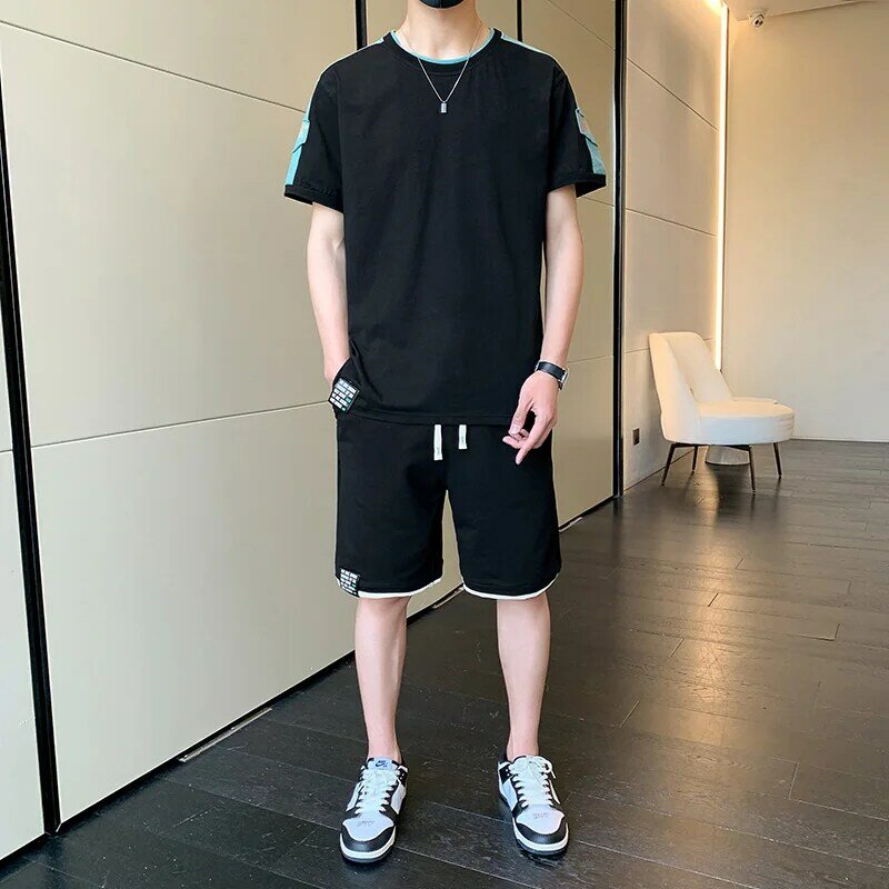Flash Shipping Summer Pure Cotton Short Sleeved T-Shirt Men's Thin Shorts, Paired With Handsome Clothes, Casual Sports Ice Silk