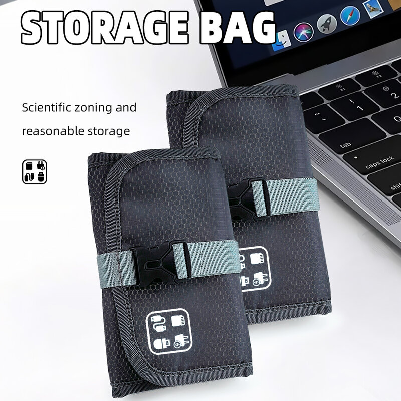 حقيبة تخزين قابلة للطي لكابل البيانات ، حقيبة تخزين رقمية للسفر ، كابل شحن ، بطاقة ذاكرة محمولة
