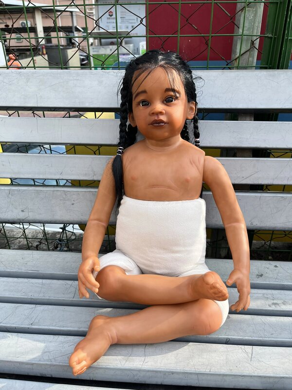FBBD-Custom Made Reborn Baby Meili Kit Pintado, Pele Negra DIY, Menina Enorme Africana, Peça DIY sem Vestido, 32"
