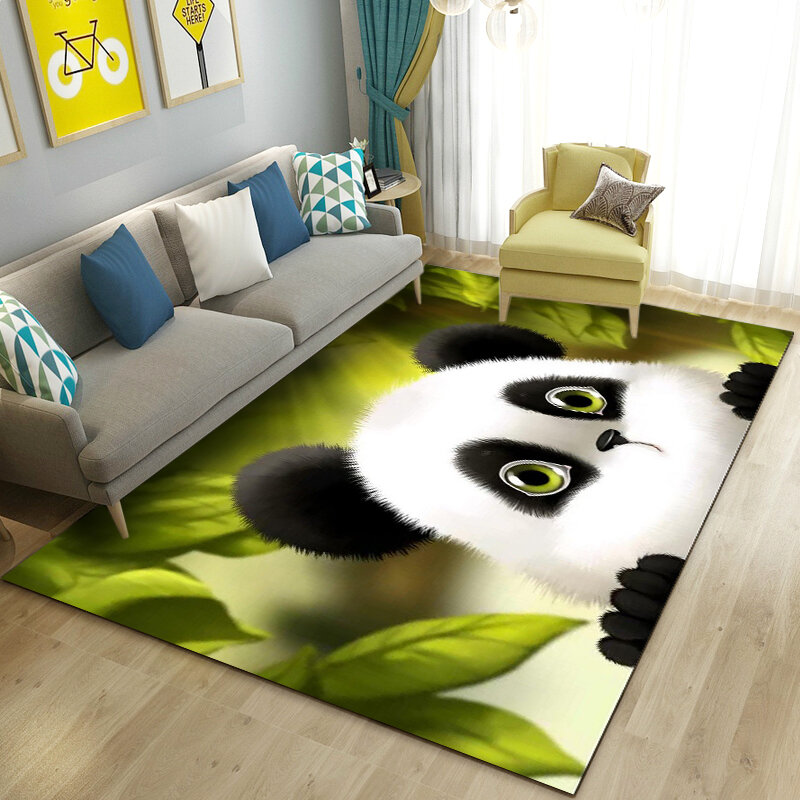 3D การ์ตูนน่ารัก Panda พรมพรมพรมสำหรับห้องรับแขกห้องนอนโซฟาพรมเช็ดเท้าตกแต่งห้องครัว,เด็กเล่น Non-Slip