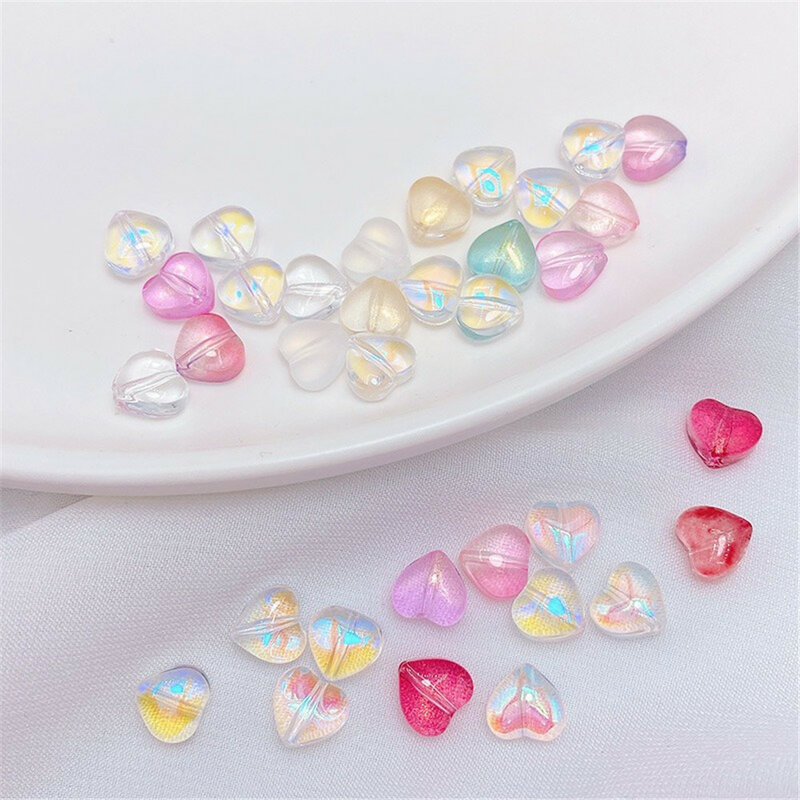 Czech Glass Beads, Small Peach Hearts 8mm, Small Love DIY Handmade Beaded Bracelets, Necklaces, Materials, Jewelry Accessories