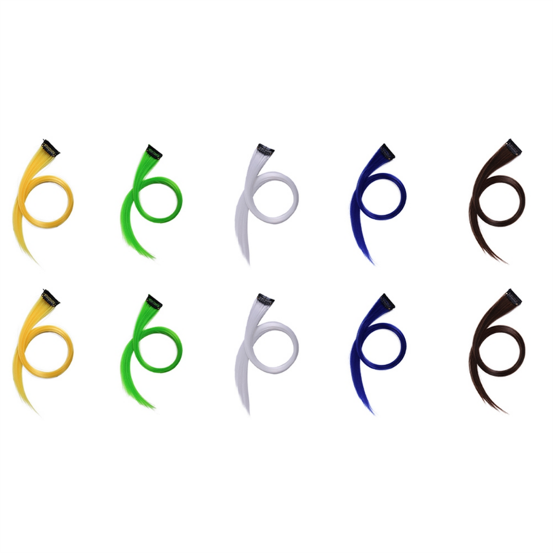 Arco-íris Destacado Hairpin Extensão Do Cabelo, Multi-Color, Longo Straight Hair Clip, Trimmable Para Cabelo Falso, 3.2x 55cm